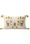 Buldan İşi Floral Yellow Tassel Cotton Punch Embroidered Throw Pillow Cover 35X55 cm - 6