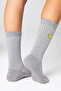 Women's Gray Socket Stitch-Free Smile Patterned Socks 3-Pack Non-Squeezing Socks / Does Not Leave Marks - 3