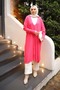 Fuchsia Buttoned Long Knitwear Mercerized Cardigan - 2