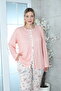 Viscose Plus Size Patterned Melisa Orange Pajama Set 100% Cotton - 2