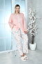 Viscose Plus Size Patterned Melisa Orange Pajama Set 100% Cotton