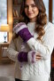 Purple Color Plush Detailed Cut Gloves - 2