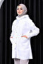 Ecru Hooded Boucle Coat - 2