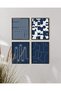 ALAYRA Abstract Wall Art Set of 4 – Navy Blue and White Prints, Modern Abstract Art, Aesthetic Blue Posters for Walls (Unframed, )20X25 CM - 2