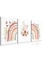 Signtouch Rainbow Wildflower Girls Kids Wrap Framed Wall Art 3-Piece 40x60 cm