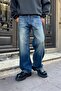 Washable Striped Baggy Jean Blue