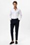 Navy Blue High Waist Regular Fit Men's Trousers - 2
