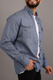 Slim Fit Men's Denim Shirt Blue - 4