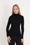 Women's Black Long Sleeve Turtleneck Basic Body Badi Slim Fit Lycra Flexible Viscose Daily Blouse - 3