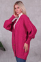 Women's Hijab Knitwear Cardigan 5-Button Hair Knitted Cardigan Fuchsia - 4