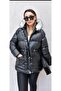 Women's Hooded Fur Puffer Leather Coat