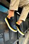 Santoni Quality Stylish Men's Sneakers Black-Yellow - 6