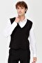 Men's V-Neck Fine Knitwear Vest Anthracite - 2