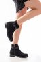 Zri̇n-204 Premium Black Suede Buckle Zippered Casual Women's Boots