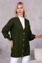 Women's Knitwear Cardigan 5 Button Knitted Patterned Cardigan Khaki - 5
