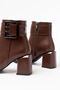 Zri̇n-400 Premium Brown Heeled Zippered Women's Boots with Buckle Accessories - 5