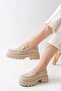Zri̇n-759 Premium Beige Suede Orthopedic High-Sole Loafer