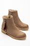 Zri̇n-205 Premium Mink Suede Leaf Patterned Zippered Casual Women's Boots - 5