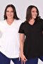 Black-White V-Neck Basic Blouse 2 Pack