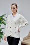 Women's Knitwear Cardigan Flower Embroidered Standard Size Ecru - 2