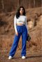 Women's Side Striped Pocketed Elastic Waist Black Unisex Baggy Wide Leg Sweatpants Trousers - 4