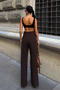 Women's High Waist Denim Pants Bitter Brown - 8