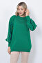 Women's Knitwear Sweater with Striped Sleeves Green - 7