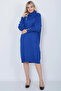 Knitwear Long Women's Dress Collar Buttoned Blue - 3