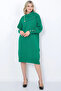 Knitwear Long Women's Dress Collar Buttoned Green - 4