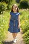Girls' Printed Belt and Wooden Button Detailed Denim Dress - 3