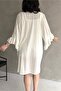 Women's Flounce Sleeves Three Quarter Sleeve Spring Cardigan Cream - 5