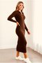 Trend Women's V-Neck Detail Knitwear Dress