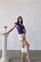 Women's One-Shoulder Ruffle Detailed Blouse Purple - 4