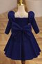 Special Design Navy Long-Sleeve Pearl-Detail Girls' Evening Dress - 3