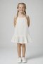 Muslin Fabric Girls' Dress with One Tie-Up Strap and Ruffled Skirt