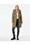 Women's Khaki Fur Collar Trench Coat