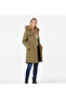Women's Khaki Fur Collar Trench Coat - 4