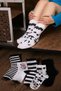 5 Pairs Unisex Speckled Patterned Black and White Colored Long Socks Set 5 Pieces