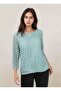 Women's Crew Neck Three Quarter Sleeve Floral Guipure Plus Size Curve Blouse - 6