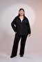 1211002 Women's Plus Size Grosgrain-Zippered Hooded Sweat Black - 2