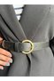 Jaunt Round Patterned Faux Leather Women's Antique Distressed Buckle Coat Belt Dress Pants Belt - 2