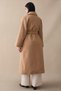 Camel Cashmere Coat with Lined Hidden Placket and Belt - 5