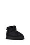 Women's Black Thick Soled Stone Leather Teddy Boots 25Wfd4922Ts - 8