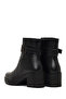 Women's Black Zippered Thick Heeled Leather Boots 25Wfd414118 - 7