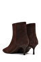 Women's Brown Zippered Thin Heeled Suede Leather Boots 25Wfd131310 - 8