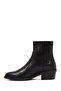 Women's Black Short Thick Heeled Leather Cowboy Boots 25Wfd182718 - 2