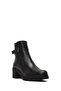 Women's Black Zippered Thick Heeled Leather Boots 25Wfd414118 - 8