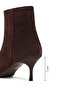 Women's Brown Zippered Thin Heeled Suede Leather Boots 25Wfd131310 - 5