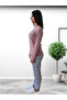 Love Dream Heart Patterned Cotton Women's Pajama Set (G.Kurusu) Brown m - 4