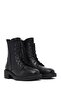 Women's Black Lace-Up Zippered Leather Boots 25Wfd185618 - 4